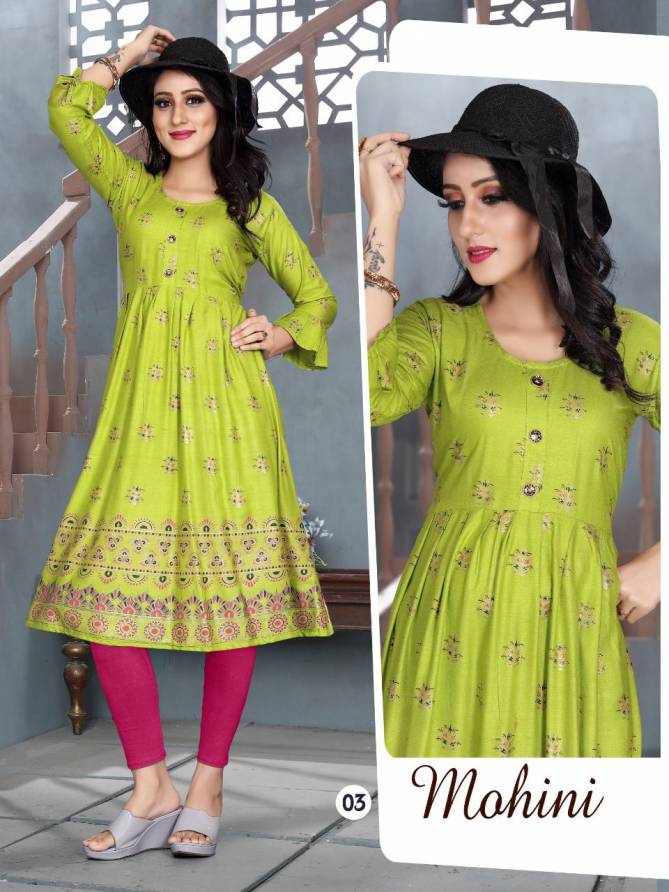 Aagya Mohini 3 Ethnic Wear Fancy Rayon Printed Designer Kurti Collection