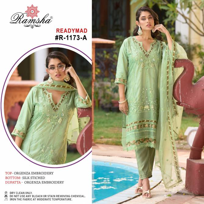 R 1173 Nx By Ramsha Orgenza Embroidery Pakistani Wholesale Readymade Suits Manufacturers