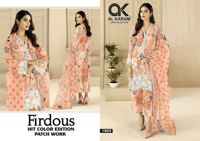 Al Karam Firdous With Patch Work Karachi Cotton Dress Materials