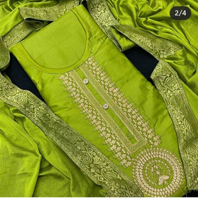 Saniya Latest Designer Cotton Embroidery Work With Four Side Less Dupatta And Bottom  Dress Material Collection
