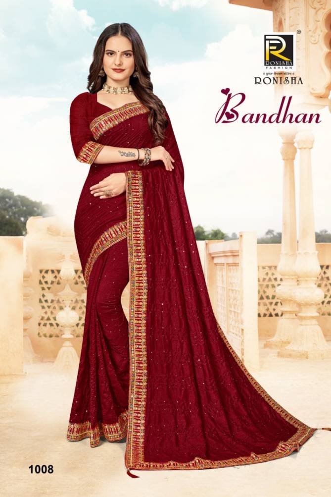 Ronisha Bandhan New Party Wear Vichitra Silk Designer Fancy Saree Collection