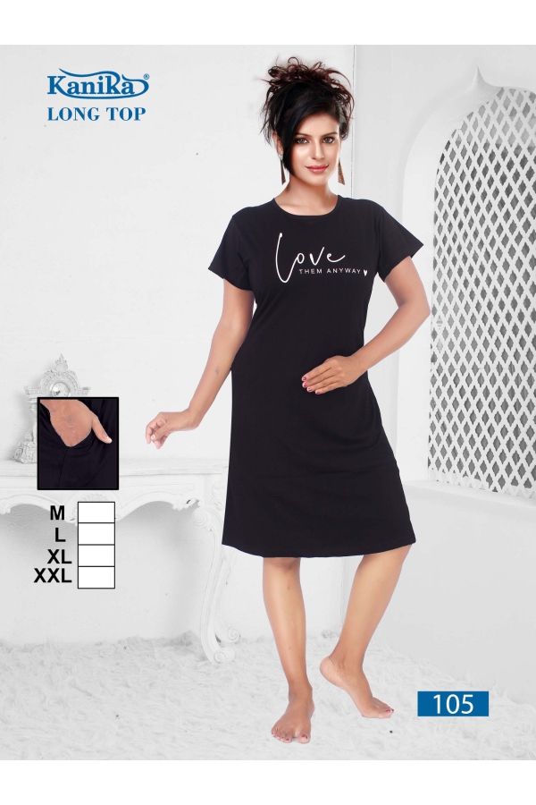 Kanika Long Top 101 To 110 Hosiery cotton Night Suits Collection
