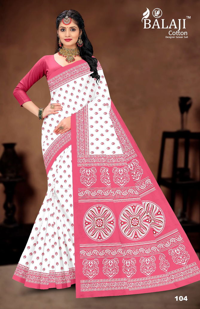 White Butti By Balaji Daily Wear Printed Cotton Sarees Suppliers In India