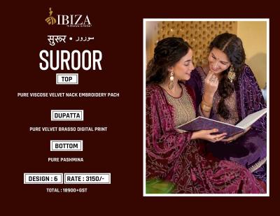 Suroor By Ibiza Velvet Embroidered Salwar Kameez Exporters In India