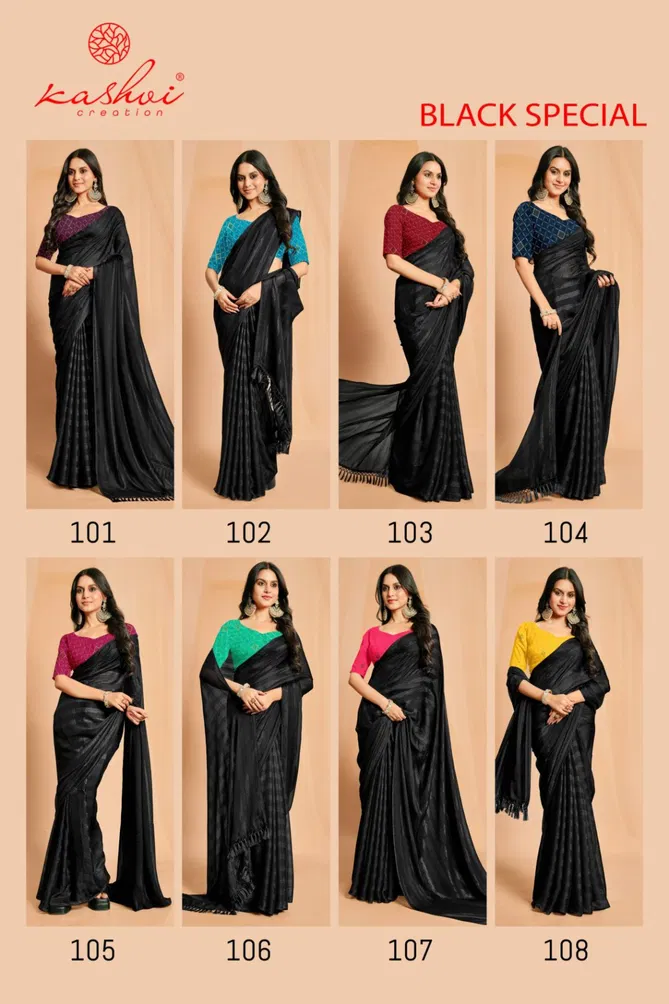 Black Special By Kashvi Rimzim Party Wear Sarees Wholesale In India