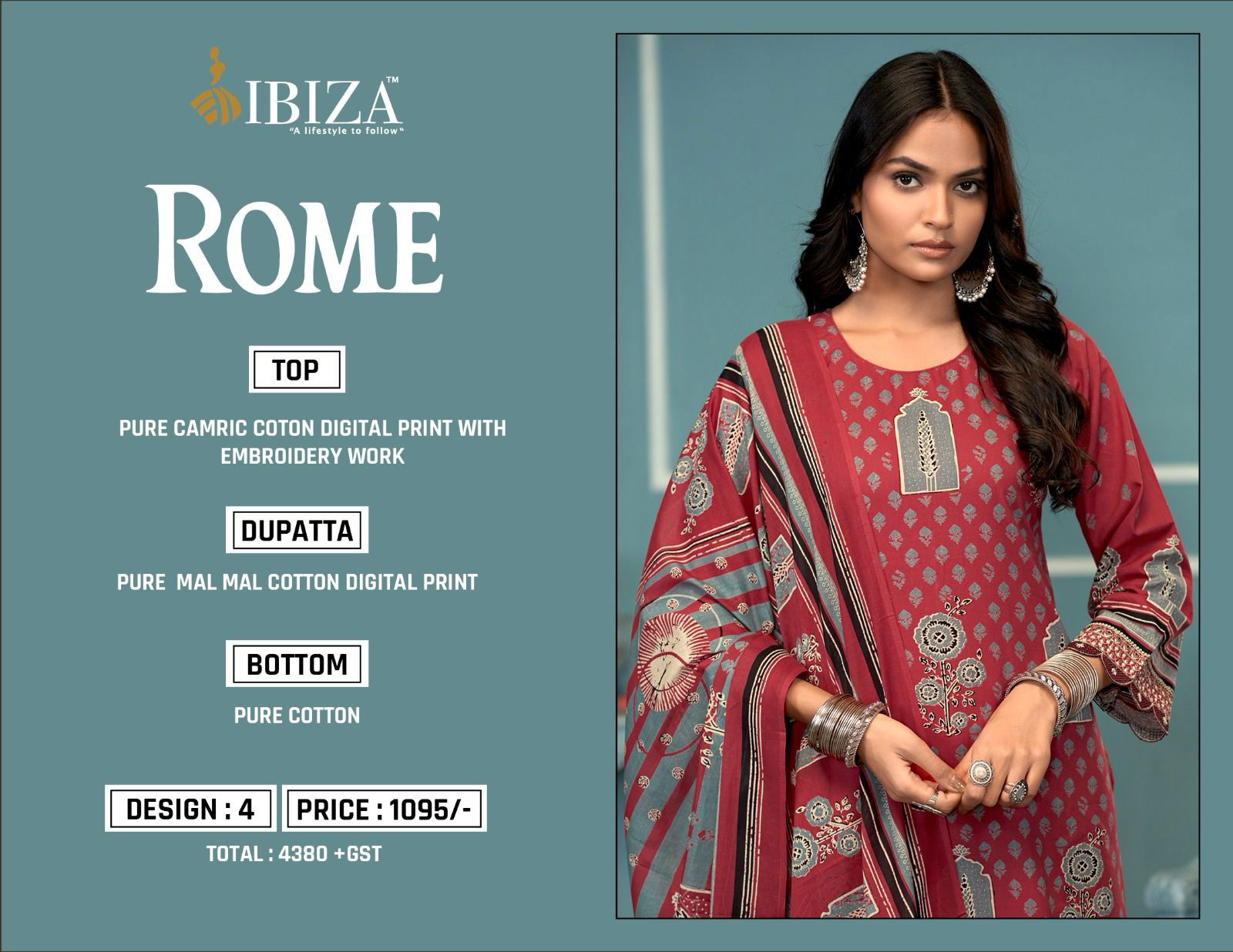 Rome By Ibiza Camric Cotton Digital Printed Salwar Kameez Suppliers In India