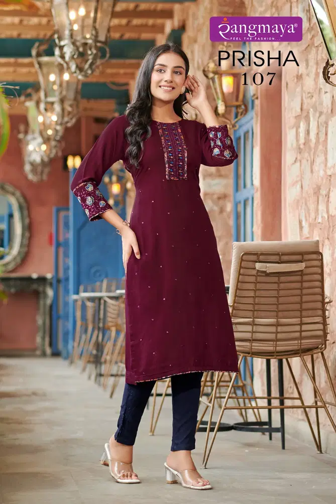 Prisha By Rangmaya Rayon Designer Wholesale Kurtis Suppliers In Mumbai