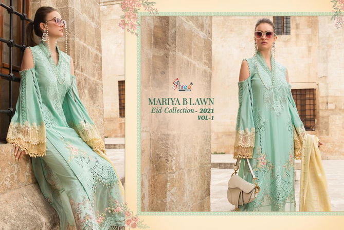 Shree Mariya B Lawn Eid Collection 2021 Vol 1 Latest Fancy Designer Festive Wear Pure Cotton Printed Pakistani Salwar Suits Collection
