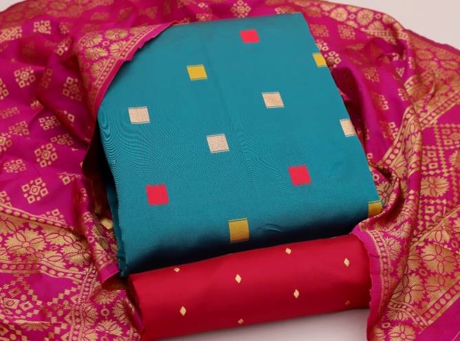 Rnx Banarasi Silk Box Fancy Casual Wear Heavy Silk Dress Material Collection

