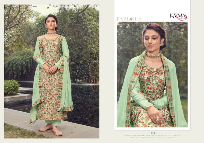 Karma Jashn 1088 Series Latest Fancy Festive Wear Pure Silk Jacquard Designer Salwar Suits Collection