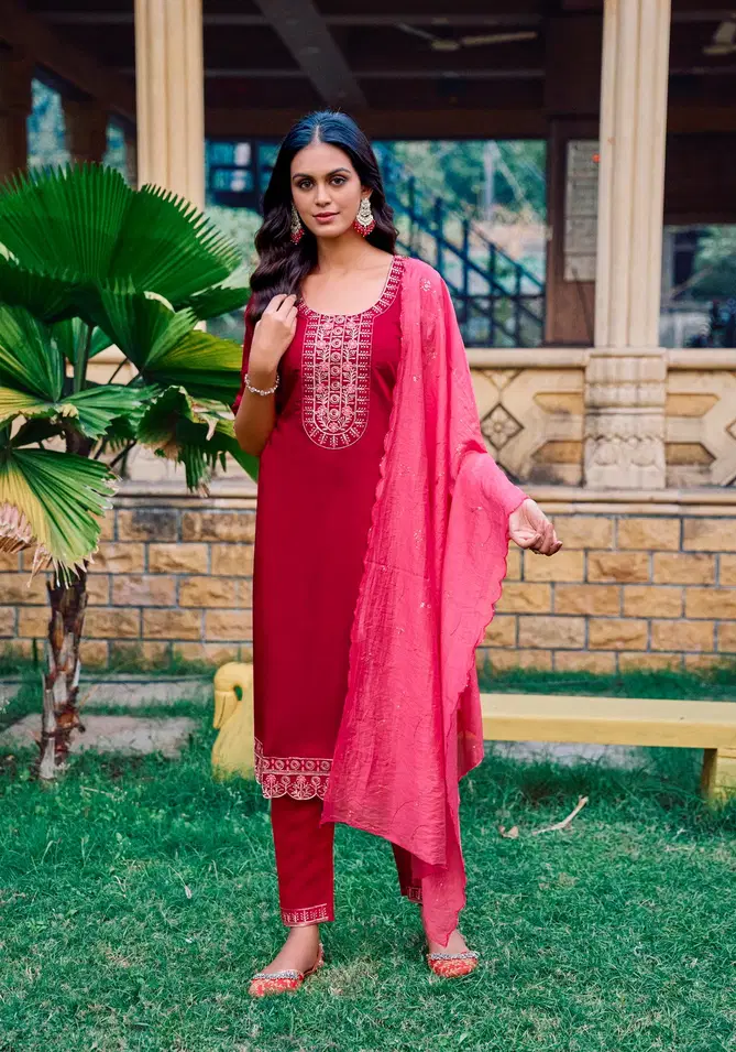 Fiza Vol 4 By Vaniska Roman Silk Kurti With Bottom Dupatta Exporters In India