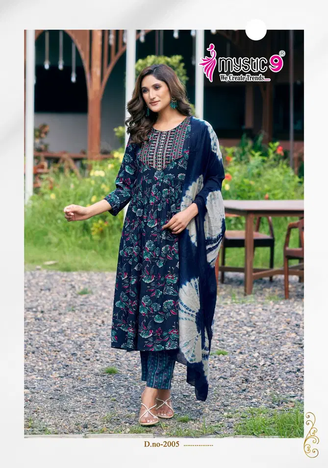 Pushpa Vol 2 By Mystic 9 Rayon Capsule Foil Printed Kurti With Bottom Dupatta Online Wholesale