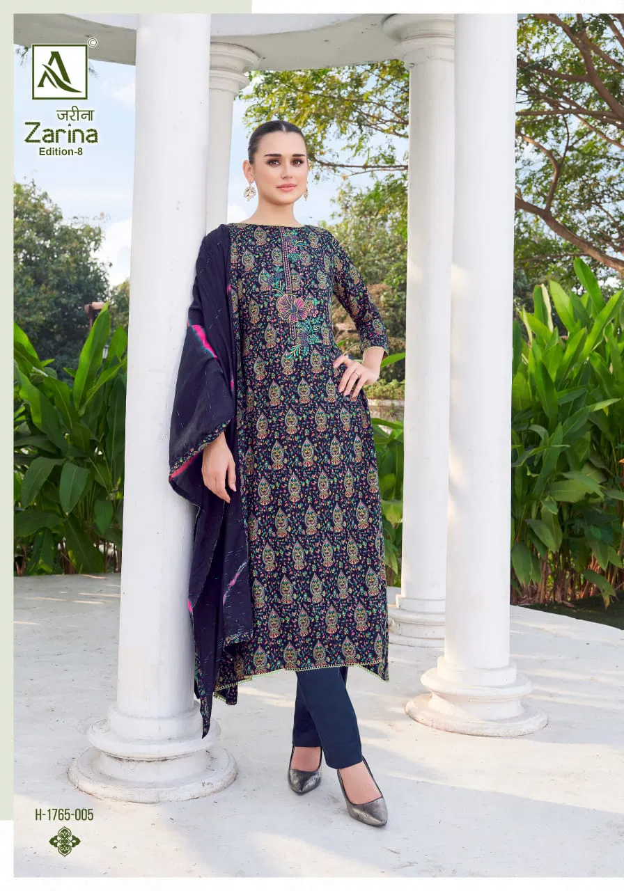  Zarina Edition by Alok  8 Viscose Rayon Printed Dress Material