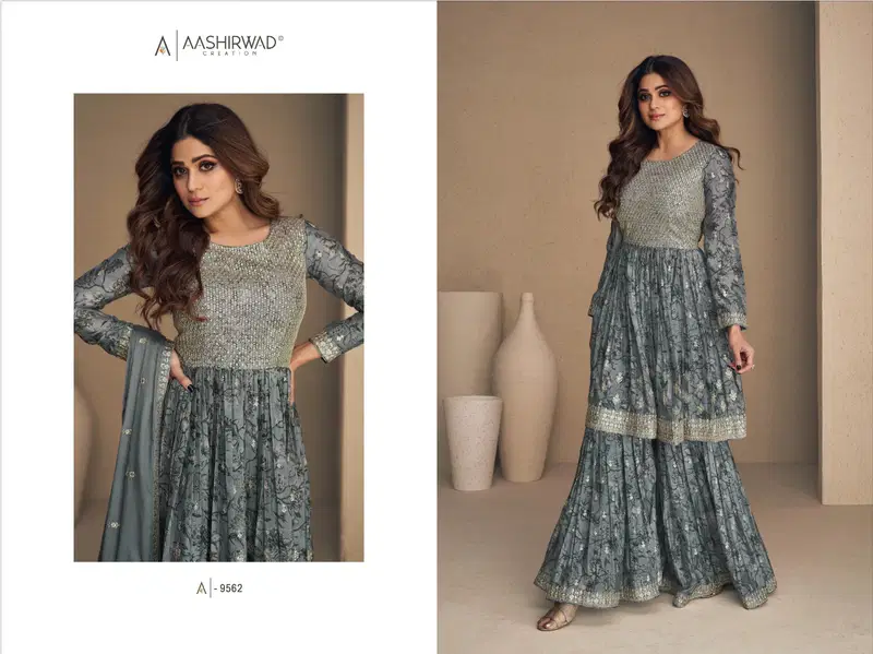 Aashirwad Gulkand Flower Designer Wedding Salwar Suit Catalog
