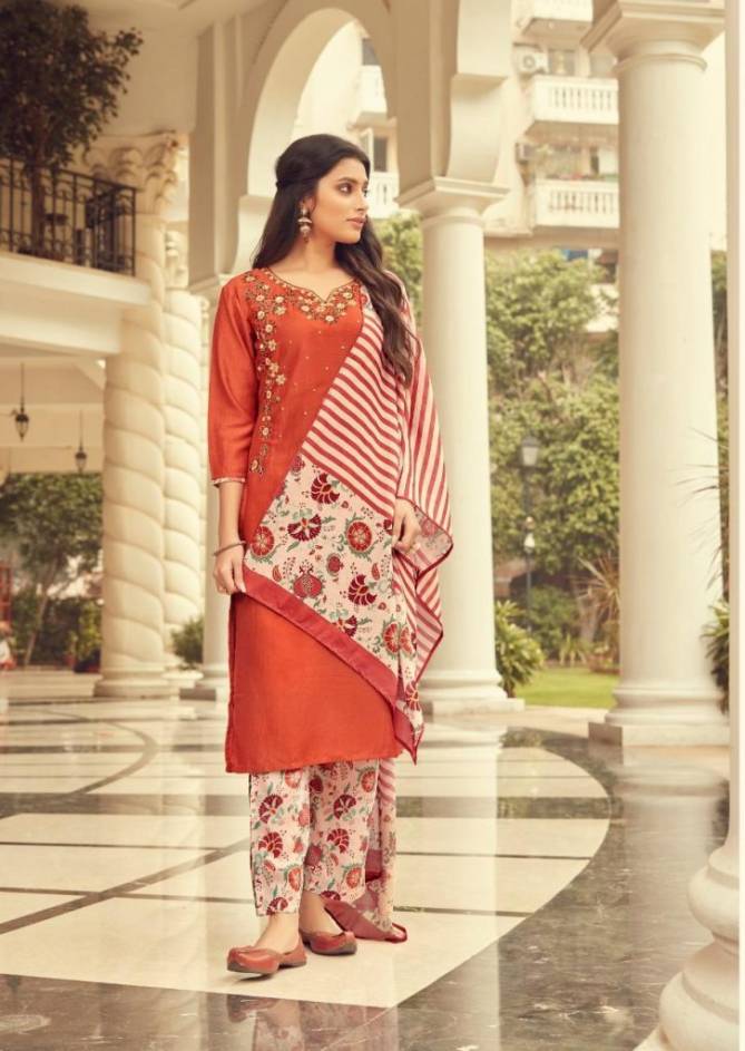 Vink Dreams Fancy Latest Collection Of Pure viscose silk With Handwork & Embroidery With Digital Printed Pant And Dupatta