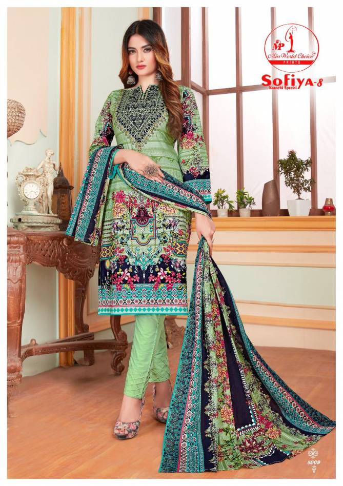 Miss World Choice Sofiya 8 Karachi Special Latest Casual Wear Pure Cotton Printed Dress Material Collection
