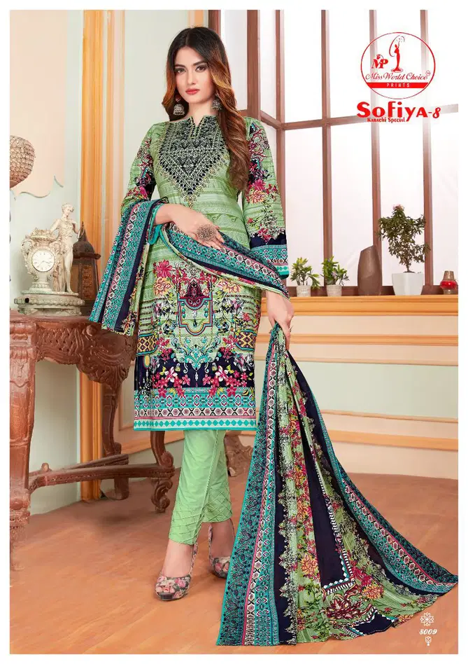 Miss World Choice Sofiya 8 Karachi Special Latest Casual Wear Pure Cotton Printed Dress Material Collection
