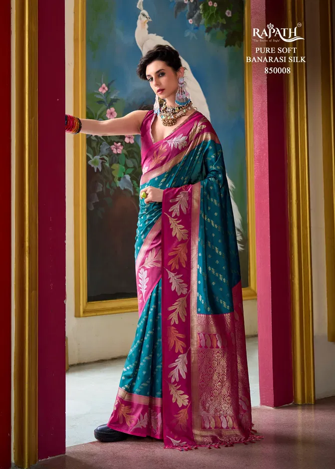 Rajpath Leaf Silk Banarasi Soft Silk Fancy Saree Wholesale Market In Surat