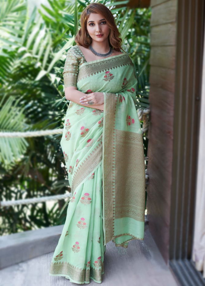 Rajyog Swaruchi Latest Fancy Designer Casual Wear Silk Soft Linen Saree Collection
