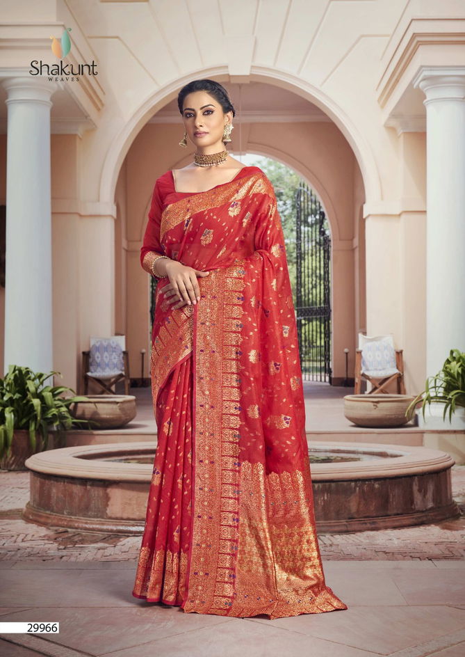 SHAKUNT NIDISHA Fancy Heavy Cotton Weaving Designer Saree Collection