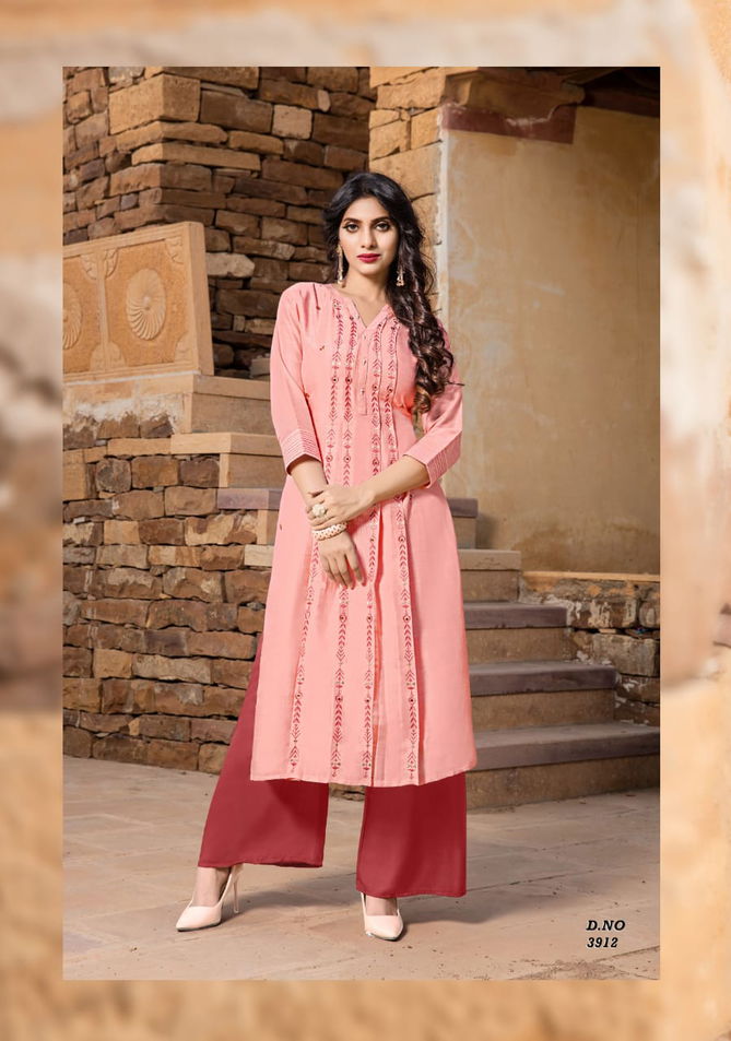 YAMI RESHAMI VOL-2 Latest Fancy Festive Wear Viscos Embroidery Work Kurtis With palazzo Collection