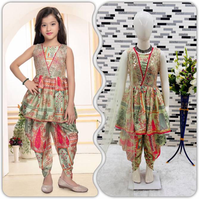 OC 179 Chinon Silk Printed Girl Wear Kids Wholesale Readymade Suits In India