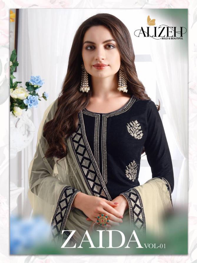 Alizeh Zaida Vol 1 Sequin Embroidered Straight Cut Pant Style Designer Festive Wear Salwar Suit Collection 