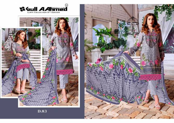 Gul Ahmed 9 Latest Fancy Designer Casual Wear Pure Lawn Karachi Dress Materials Collection
