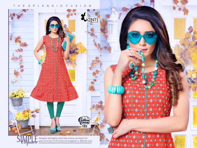 Kinti Cotton Candy 1 A Latest Fancy Designer Ethnic Wear Line Cambric Cotton Printed Kurti Collection
