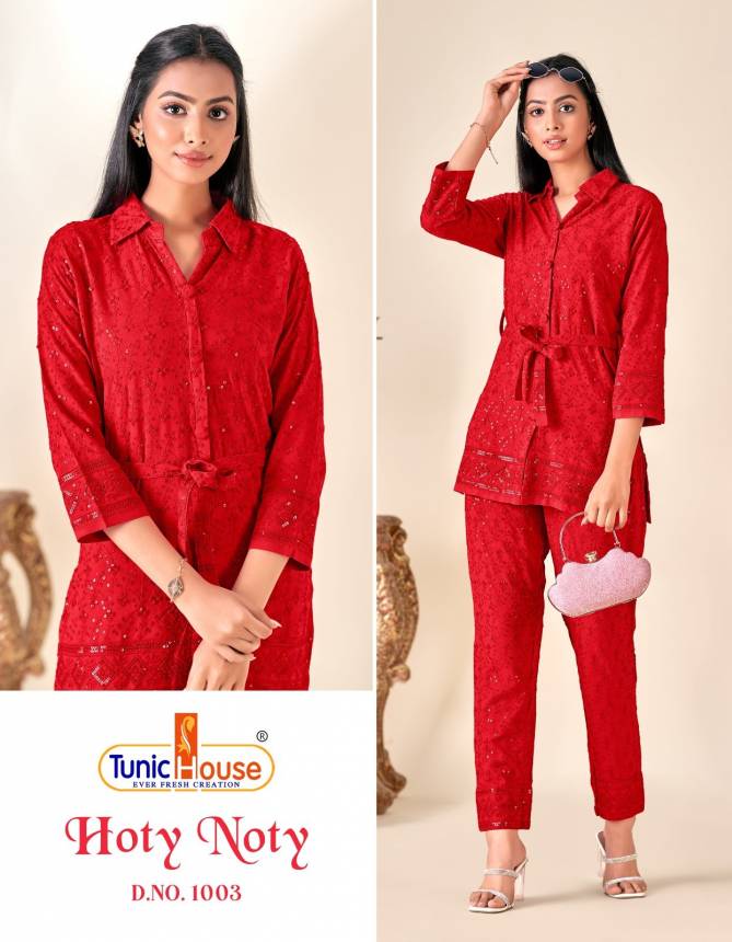 Hoty Noty 03 By Tunic House Viscose Rayon Ladies Top With Bottom Cord Set Manufacturers
