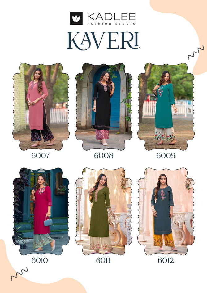 Kaveri Vol 2 By Kadlee Heavy Rayon Embroidery Kurti With Bottom Wholesale Online