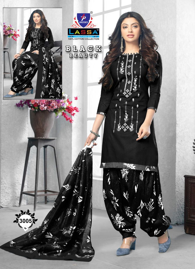 Arihant Lassa Black Beauty Printed Cotton Fancy Casual Wear Dress Material Collection
