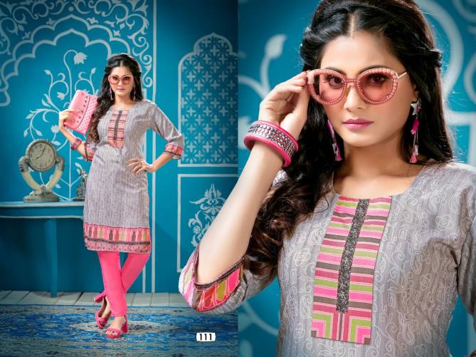 Ft Simran Latest Fancy Designer Ethnic Wear Crepe Printed Kurti With Bottom Collection
