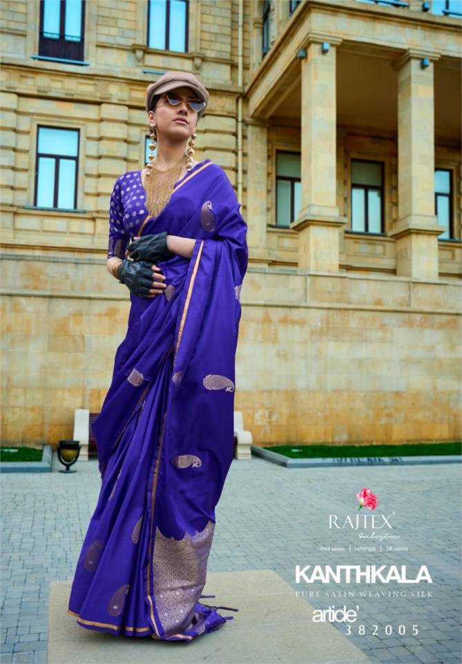 Kanthkala 382001 TO 382006 By Rajtex Pure Satin Handloom Weaving Silk Weddinge Wear Saree Suppliers In India