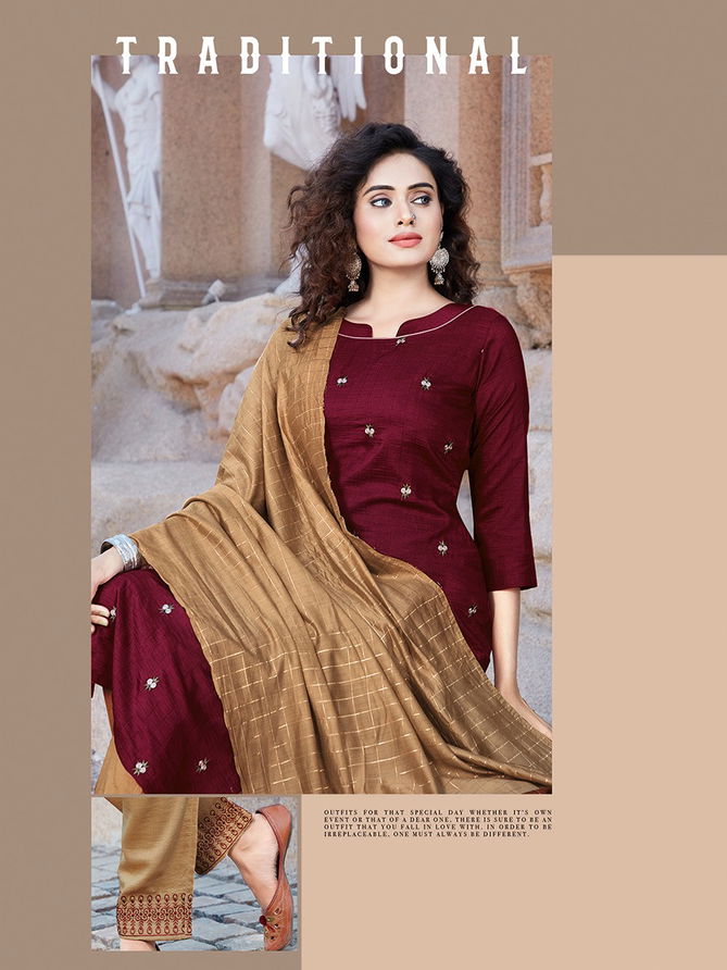 Manas Delight 3 Fancy Designer Heavy Casual Wear chinon silk With Inner With Embroidery work Readymade Salwar Suit Collection
