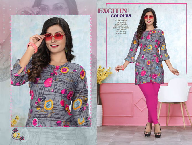 Trendy Aktara Regular Latest Designer Casual Wear Heavy Rayon Crepe Printed Kurtis Collection