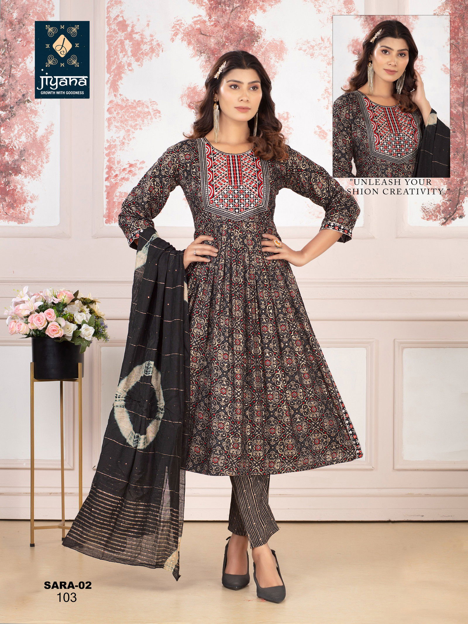 Jiyana Sara Vol 2 Rayon Foil Printed Kurti Bottom With Dupatta