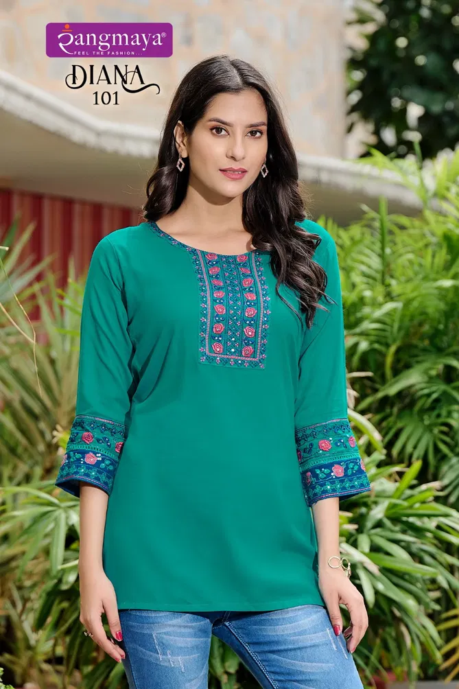 Diana By Rangmaya Rayon Tunic Ladies Top Wholesale Market In India