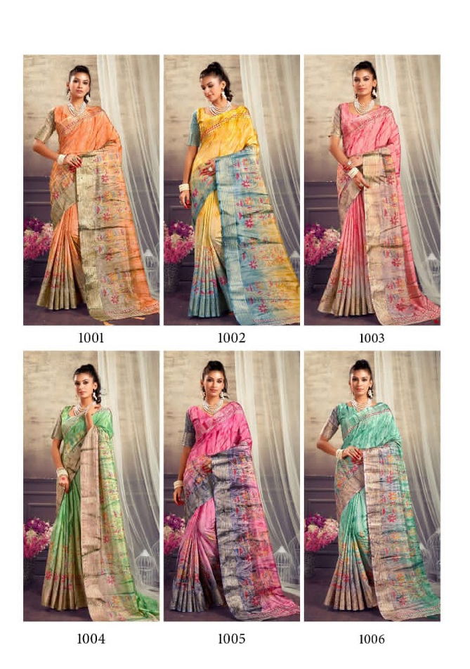 Maheshwari 1001 To 1006 By Mahamani Creation Dola Silk Prizem Print Saree Orders In India