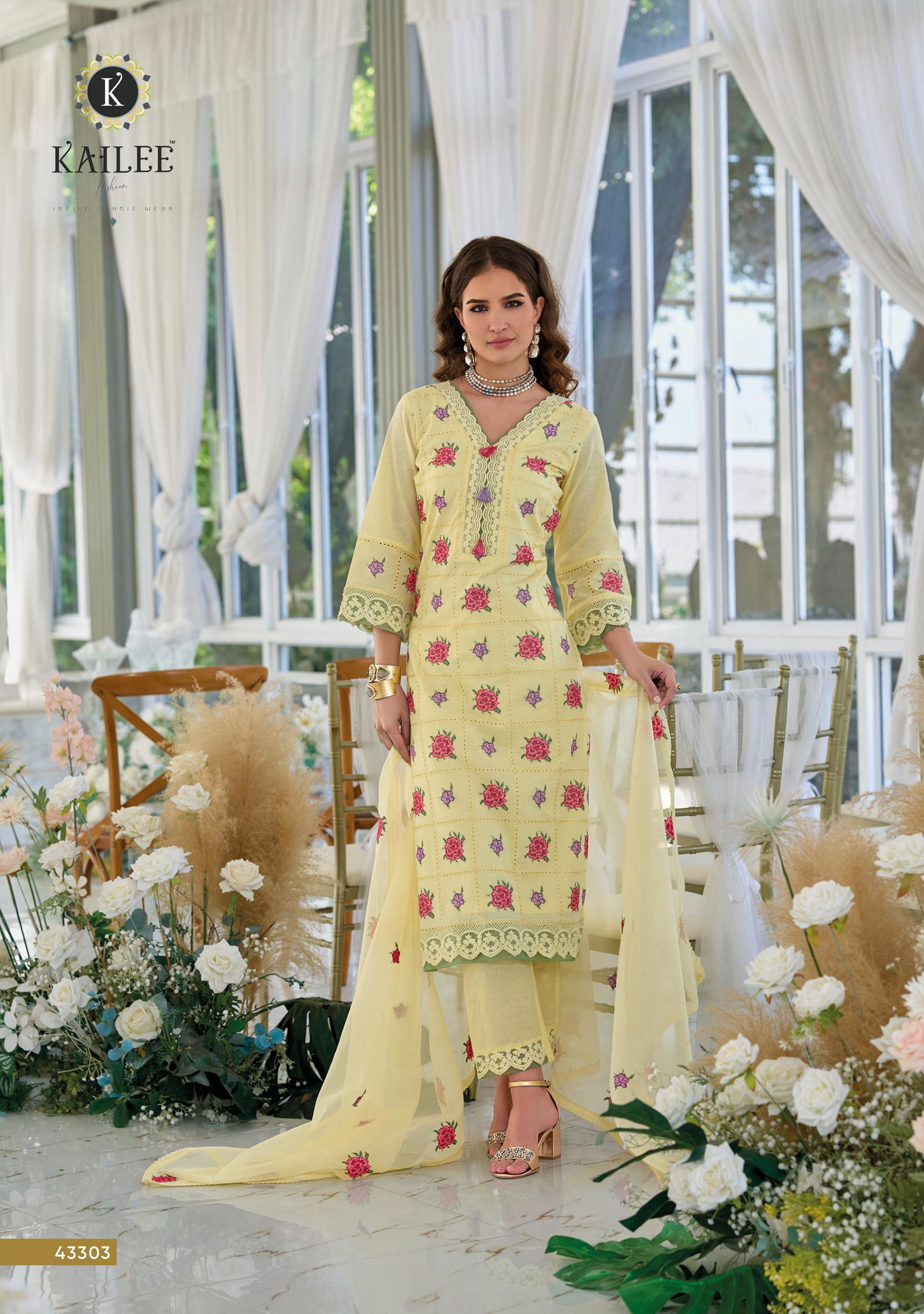 Masuqe By Kailee Pure Cotton Kurti With Bottom Dupatta Wholesale In India