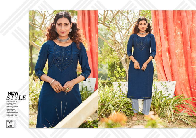 KALAROOP KITES Latest Fancy Ethnic Wear Lining Silk With Embroidery And sequence Neck Work With Bottom Kurti Collection