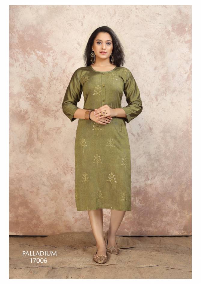Palladium Fancy Stylish Designer Latest Ethnic Wear  Rayon With Sequence Embroidery Work Kurtis Collection 