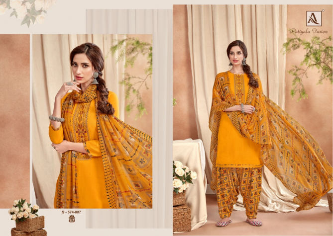 Alok Latest Fancy Designer Patiala Latest Casual Wear Rayon Punjabi Style Dress Material Collection
