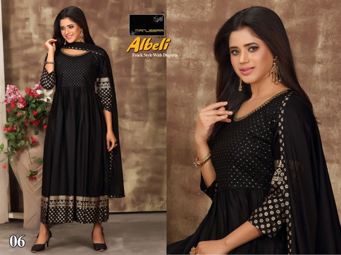 Manjeera Fashion Albeli Ethnic Wear Designer Anarkali Long Kurtis With Dupatta Collection
