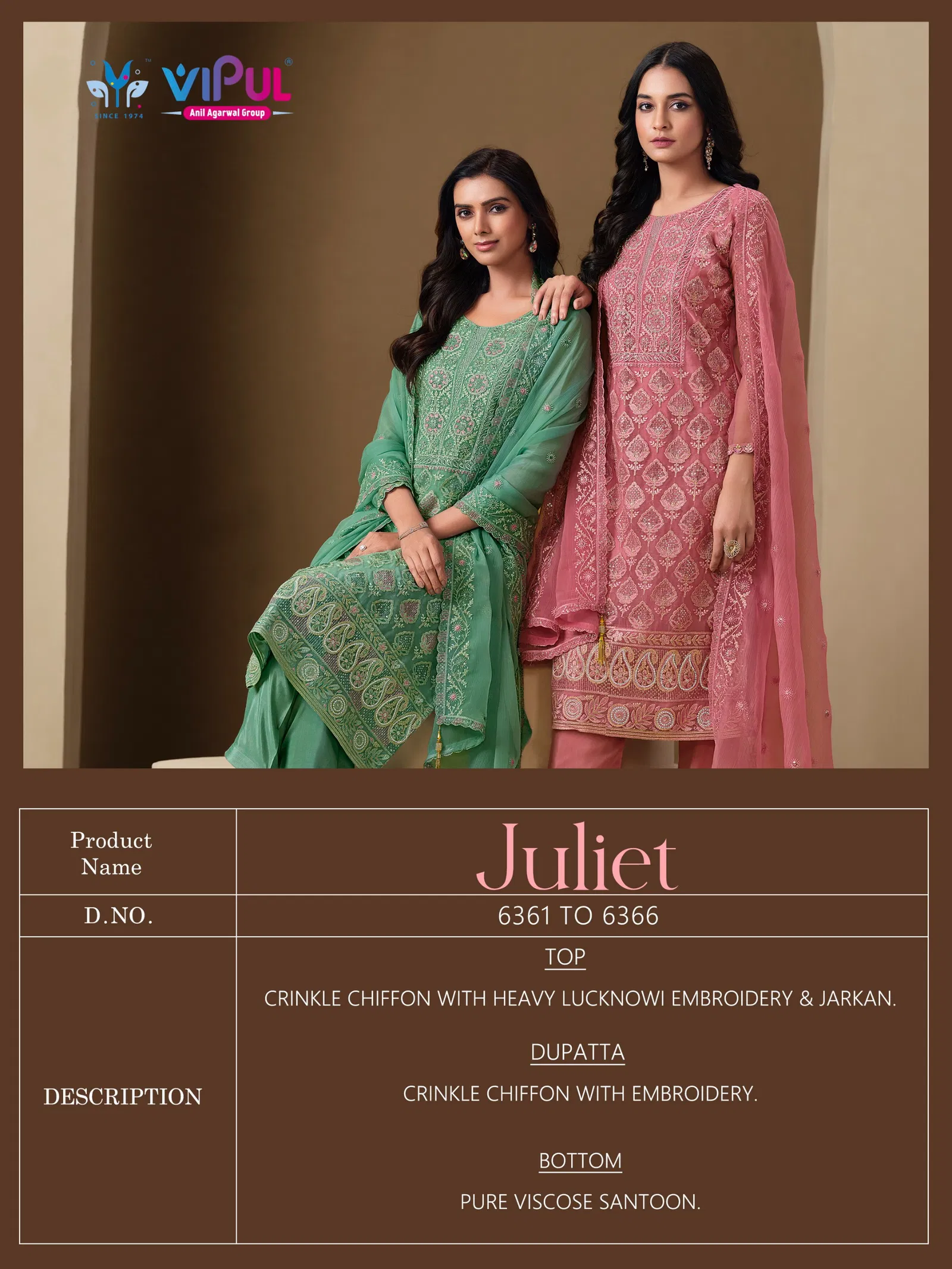 Juliet By Vipul Chiffon Embroidery Salwar Suits Wholesale Price In Surat