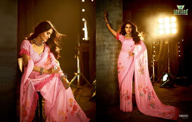 Sanskar Crazy New Exclusive Party Wear Georgette Printed Saree Collection
