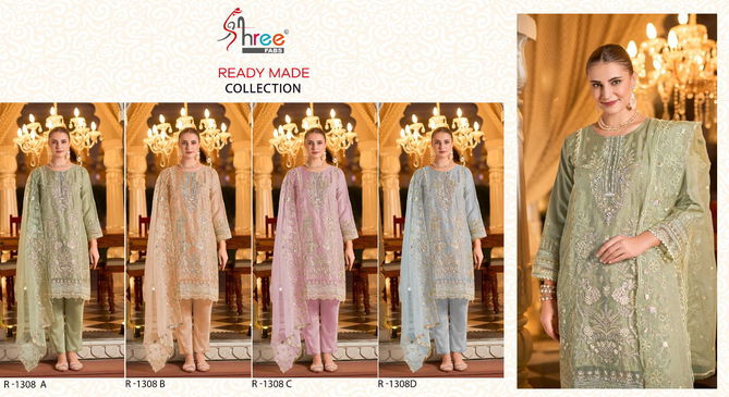 R 1308 Shree Fab Organza Embrodairy Pakistani Readymade Suits Orders In India