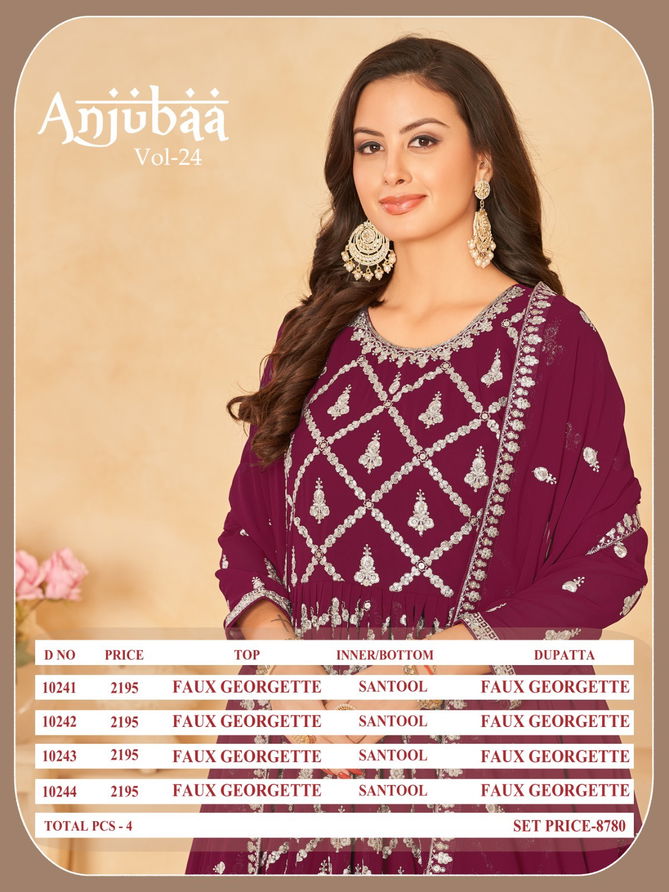 Anjubaa Vol 24 Faux Georgette Anarkali Dress Material Catalog