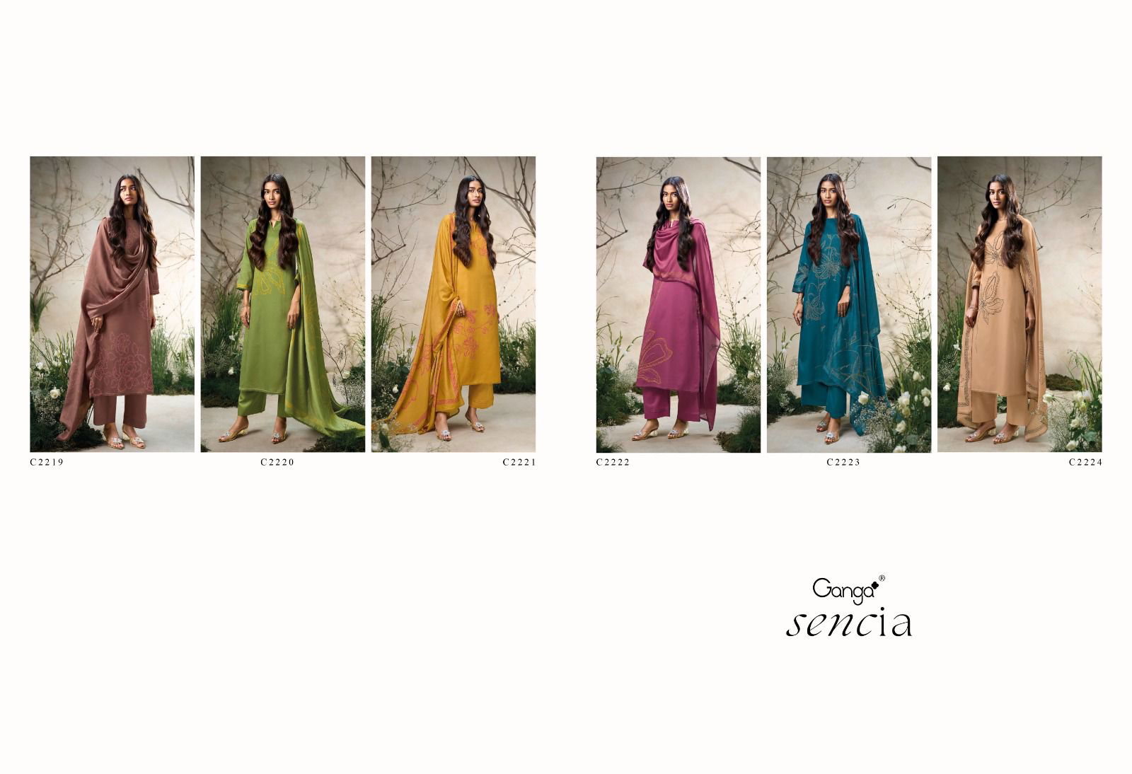 Sencia By Ganga Cotton Silk Satin Dress Material Exporters In India