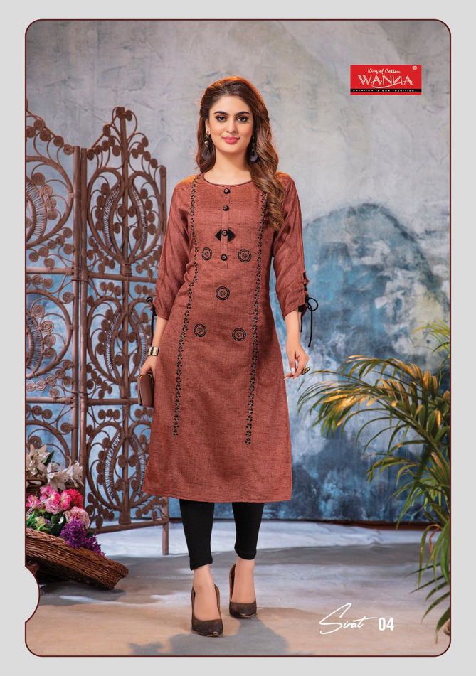 wanna sirat latest designer collection ethnic wear rayon embroidery work straight kurtis 